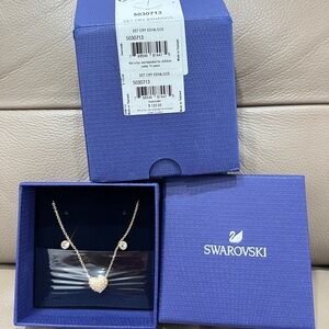 Swarovski Clear Crystal Goldtone HEART SET Necklace & Earrings #5030713